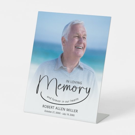 In Loving Memory begrafenismonument Reclamebord Met Voetstuk (Voorkant)