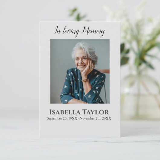 In Loving Memory Begrafenissympathie Memorial Kaar (Staand voorkant)