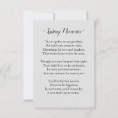 In Loving Memory Begrafenissympathie Memorial Kaar (Achterkant)