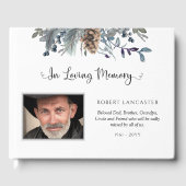 In Loving Memory Blauw Rustieke Bloemen Begrafenis Gastenboek (Voorkant)