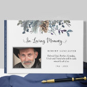 In Loving Memory Blauw Rustieke Bloemen Begrafenis Gastenboek