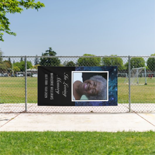 In Loving Memory Blauwe Foto Grave Hoesje Deken Spandoek (Insitu)