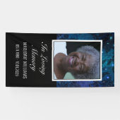 In Loving Memory Blauwe Foto Grave Hoesje Deken Spandoek (Horizontaal)