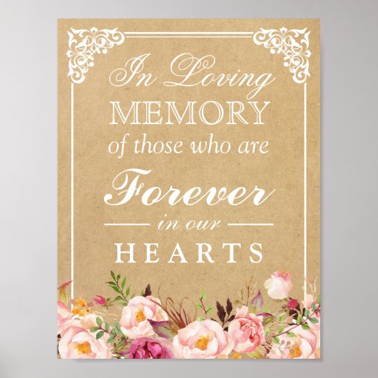 In Loving Memory Bloem Kraft Trouwteken Poster (Voorkant)