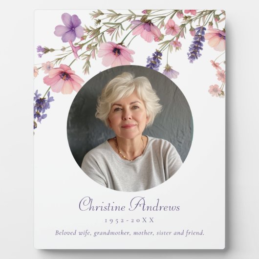 "In Loving Memory" Bloemenfoto Begrafenismonument Fotoplaat (Voorkant)