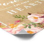 In Loving Memory Bloemige Kraft Huwelijksbord Poster (Hoek)