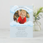 In Loving Memory Blue Clouds baby Funeral Modern Kaart (Staand voorkant)
