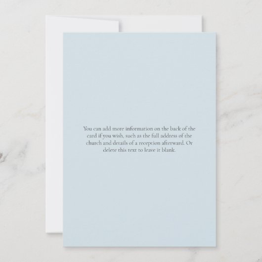 In Loving Memory Blue Clouds baby Funeral Modern Kaart (Achterkant)