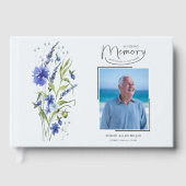 In Loving Memory Blue Floral Funeral Guest Book Gastenboek (Voorkant)