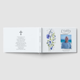 In Loving Memory Blue Floral Funeral Guest Book Gastenboek
