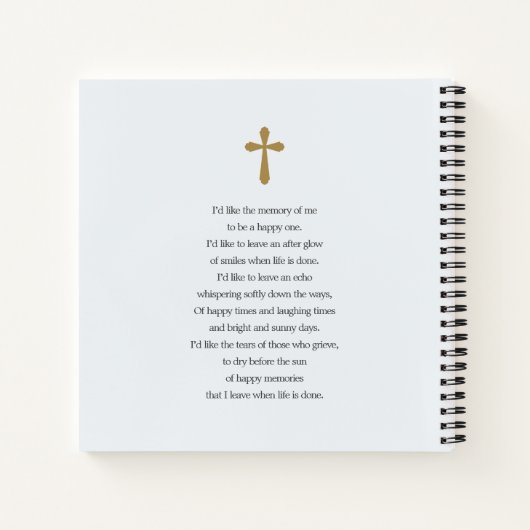 In Loving Memory Blue Floral Uitvaart Gastenboek Notitieboek (Achterkant)