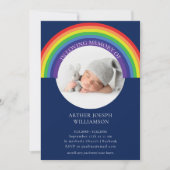 In Loving Memory Blue Rainbow baby Funeral Modern Kaart (Voorkant)