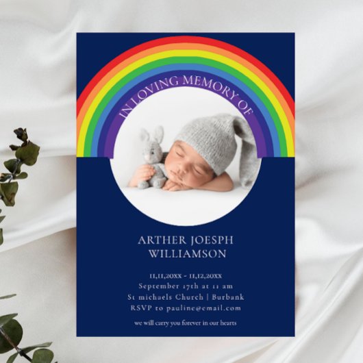 In Loving Memory Blue Rainbow baby Funeral Modern Kaart