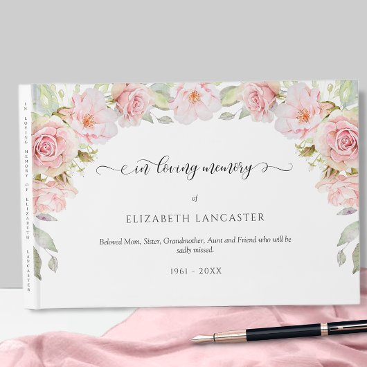 In Loving Memory Blush Floral, begrafenisboek Gastenboek