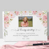 In Loving Memory Blush Floral, begrafenisfoto Gastenboek