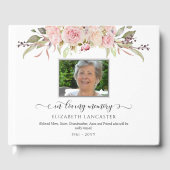 In Loving Memory Blush Floral, begrafenisfoto Gastenboek (Voorkant)