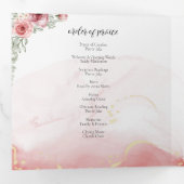 In Loving Memory Blush Red Flower Funeral Drieluik Kaart (Binnenzijde eerst)