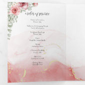 In Loving Memory Blush Red Flower Funeral Drieluik Programma (Binnenzijde eerst)