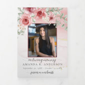 In Loving Memory Blush Red Flower Funeral Drieluik Programma (Cover)