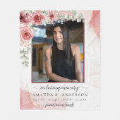 In Loving Memory Blush Red Flower Funeral Fleece Deken (Voorkant)
