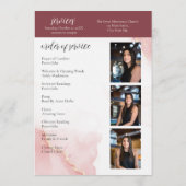 In Loving Memory Blush Red Flower Funeral Programmakaart (Achterkant)