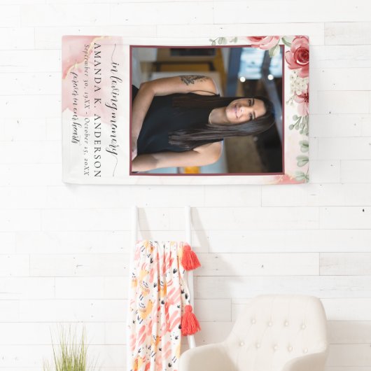 In Loving Memory Blush Red Flower Funeral Spandoek (Insitu)