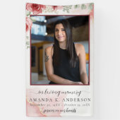 In Loving Memory Blush Red Flower Funeral Spandoek (Verticaal)