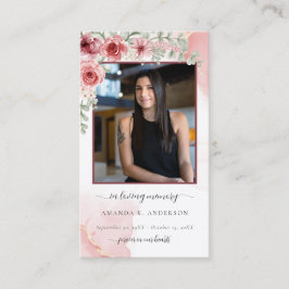In Loving Memory Blush Red Funeral Prayer Kaart Visitekaartje