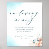 In Loving Memory Boho Turquoise en Peach Floral Poster (Voorkant)