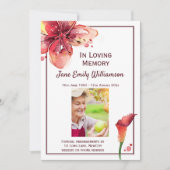 In Loving Memory Calla Lily Funeral Aankondiging (Voorkant)