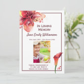 In Loving Memory Calla Lily Funeral Aankondiging (Staand voorkant)