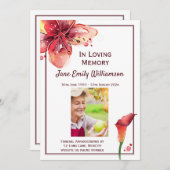 In Loving Memory Calla Lily Funeral Aankondiging (Voorkant / Achterkant)