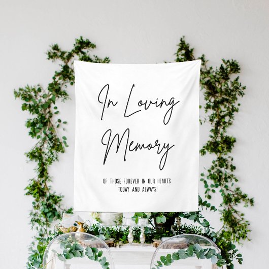 In Loving Memory Calligrafie Witte Trouwtekstbord Wandkleed