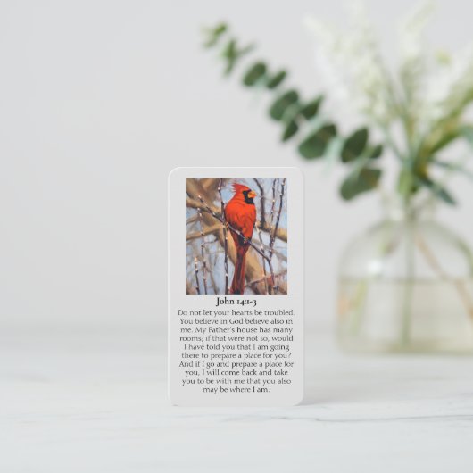 In Loving Memory Cardinal Sympathy Card Visitekaartje (Staand voorkant)