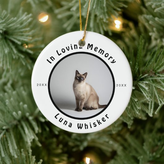 In Loving Memory Cat Photo Memorial Keramisch Ornament (Boom)