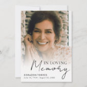 In Loving Memory Celebration of Life Photo Funeral Kaart (Voorkant)