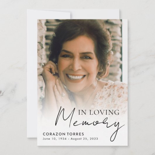 In Loving Memory Celebration of Life Photo Funeral Kaart (Voorkant)