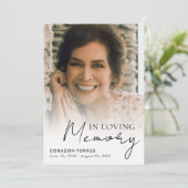 In Loving Memory Celebration of Life Photo Funeral Kaart (Staand voorkant)