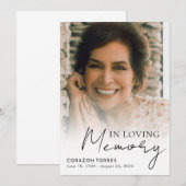 In Loving Memory Celebration of Life Photo Funeral Kaart (Voorkant / Achterkant)
