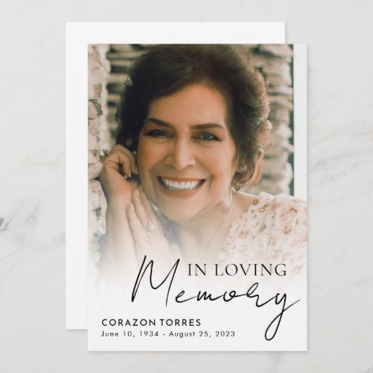 In Loving Memory Celebration of Life Photo Funeral Kaart (Voorkant / Achterkant)