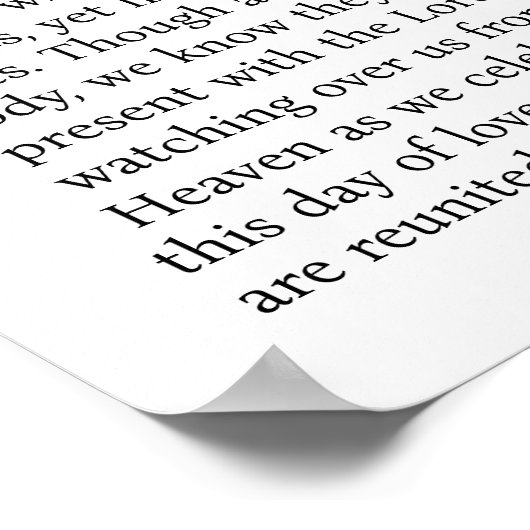 In Loving Memory Christelijke Quote Trouwtafelblad Poster (Hoek)