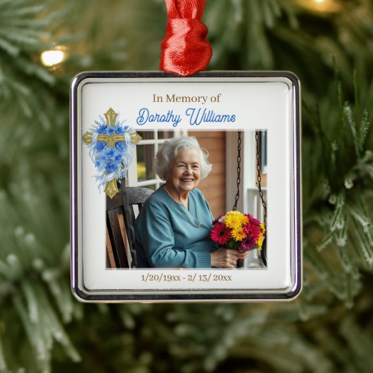 In Loving Memory | Christmas Photo Memorial Metalen Ornament (Boom)