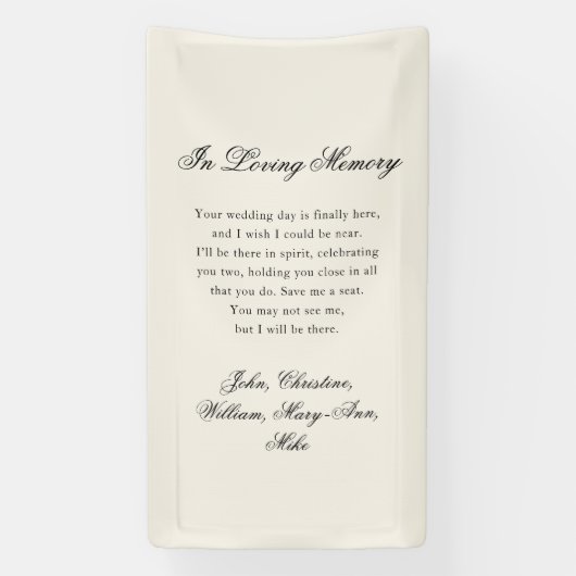 "In Loving Memory" Classic Wedding Memorial beige Spandoek (Verticaal)