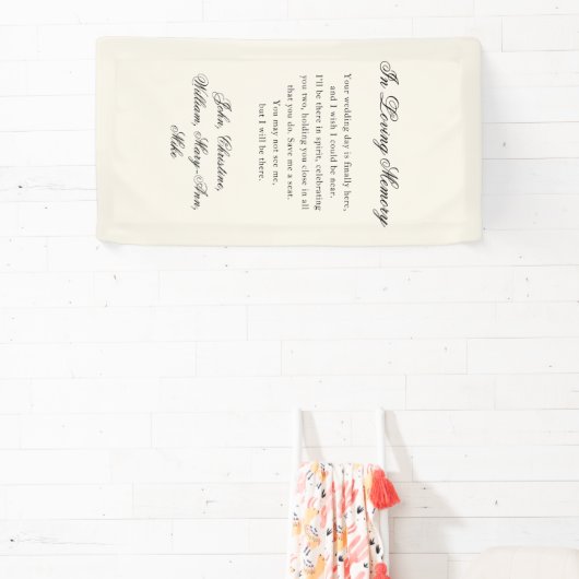 "In Loving Memory" Classic Wedding Memorial beige Spandoek (Insitu)