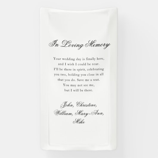 "In Loving Memory" Classic Wedding Memorial White Spandoek (Verticaal)