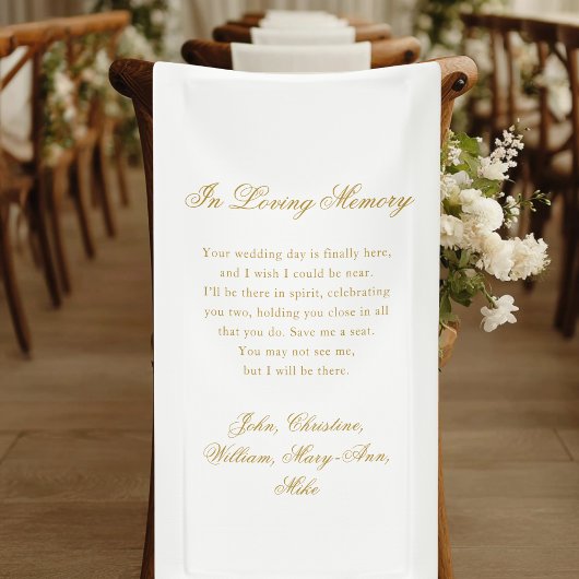 "In Loving Memory" Classic Wedding Memorial White Spandoek