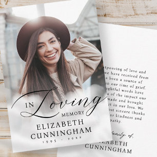 In Loving Memory Clouds Memorial Moderne foto Bedankkaart