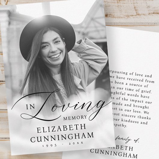 In Loving Memory Clouds Memorial Moderne foto Bedankkaart