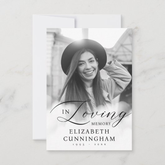 In Loving Memory Clouds Memorial Moderne foto Bedankkaart (Voorkant)