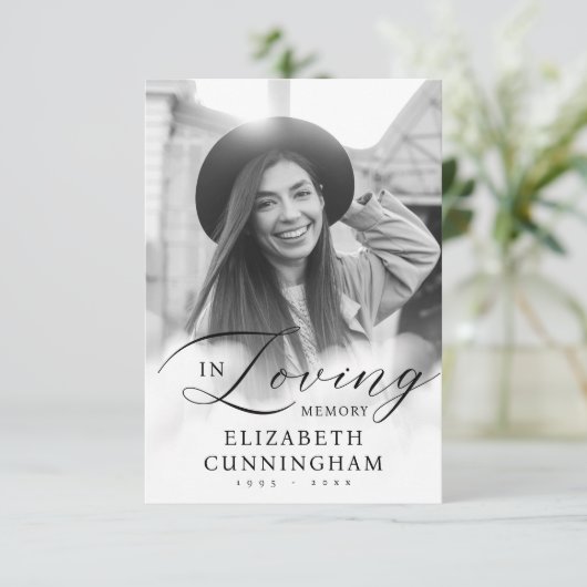 In Loving Memory Clouds Memorial Moderne foto Bedankkaart (Staand voorkant)
